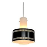 Scandinavian opaline and lacquered metal pendant light from the 50s.