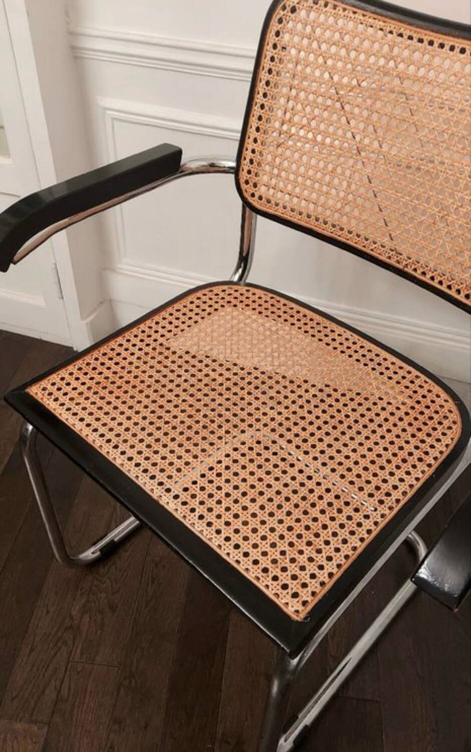 Cesca B64 vintage chair with armrests - Marcel Breuer black Vintage - Made in Italy - 70s