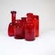 Collection of five rare red vases by Erik Hoglund, Sweden, 1960s.
