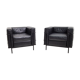 Pair of vintage armchairs Hugues Chevalier in leather 1980