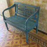 Mid century distressed painted garden bench