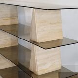Italian travertine and glass shelf 1970