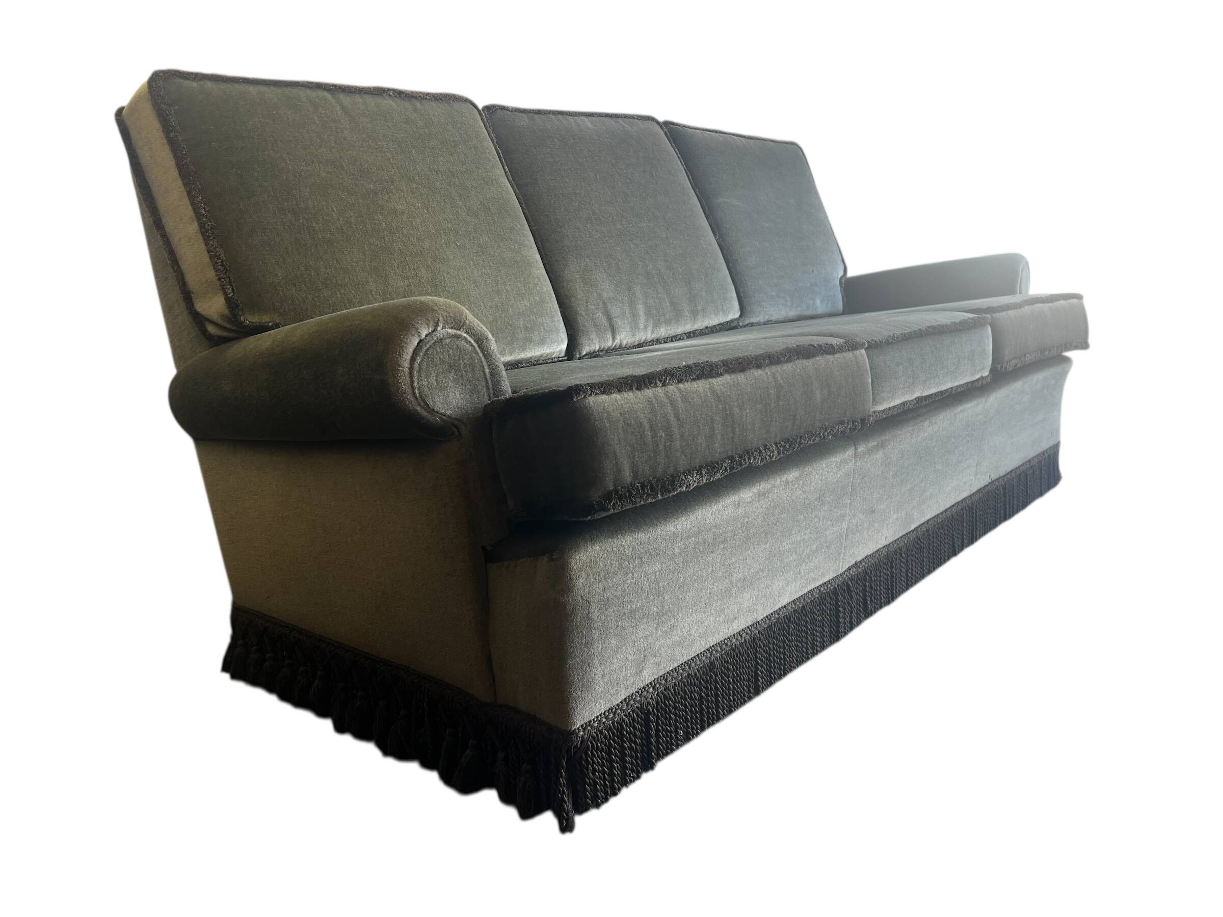 Canapé/fauteuil 3 places.  vintage à franges