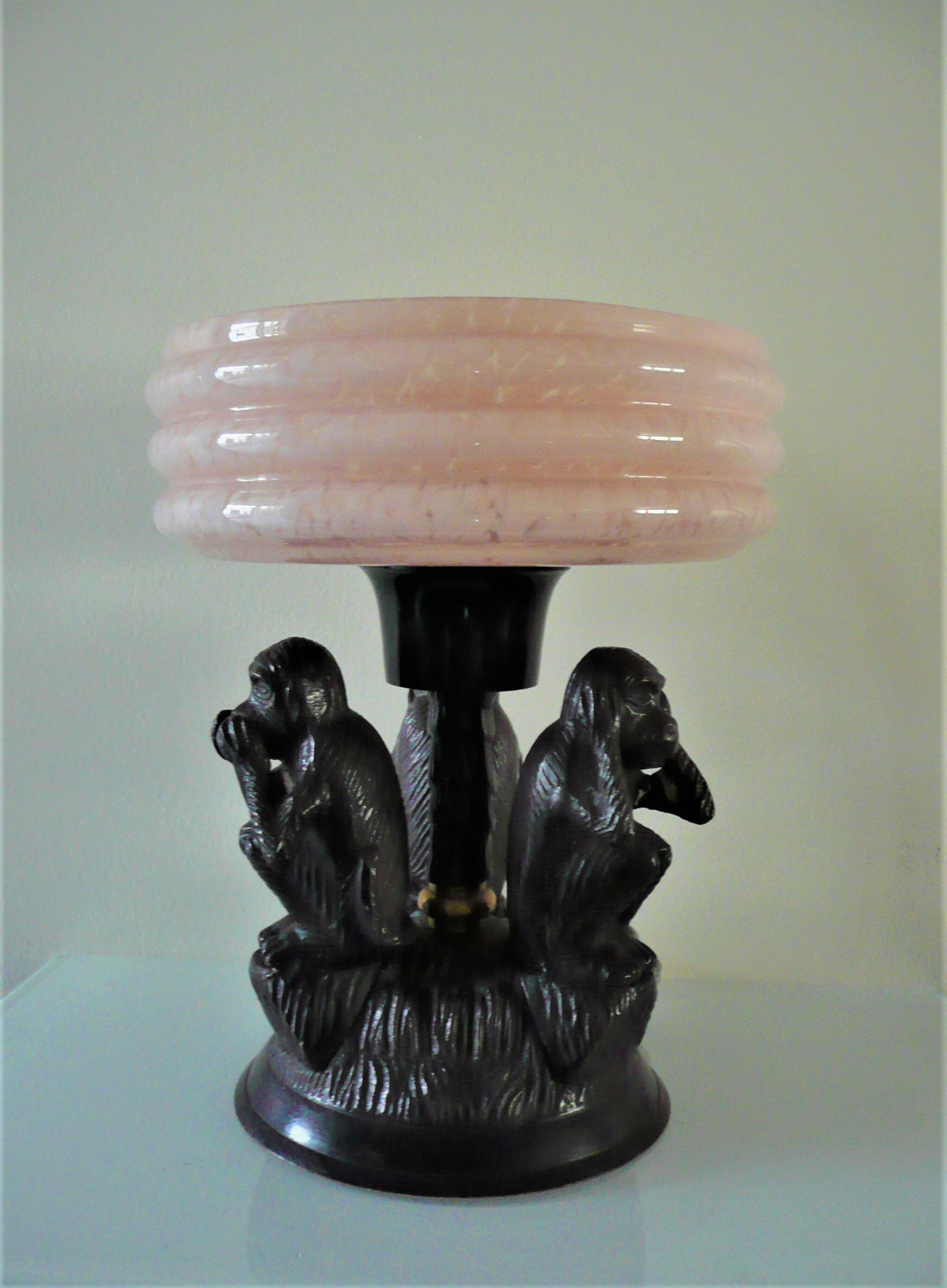 Art deco lamp symbol of the three monkeys