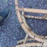 Paire de repose pieds pour fauteuils en rotin vintage