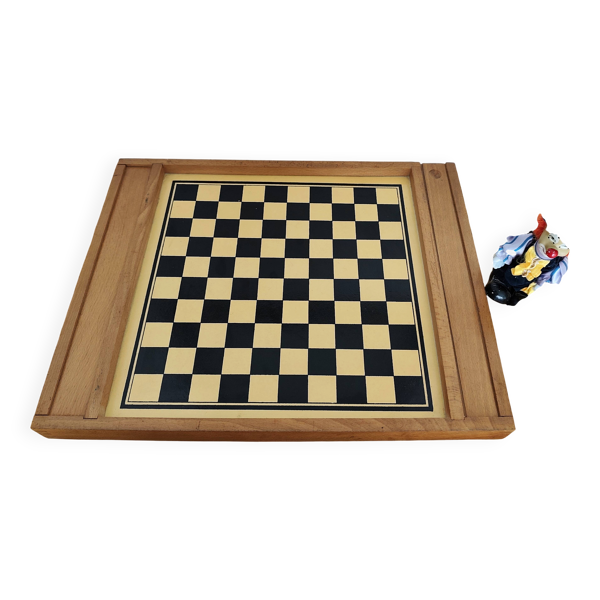 Plateau de jeux ancien en bois réversible