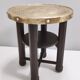 Secessionist Durmast Coffee Table with a Shelf and a Round Brass Top, Austria