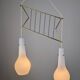 Italian Pendant Lamp with Opaline Shades & Brass, Stilnovo Style, 1950s
