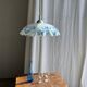 Vintage suspension in white and blue glass with wavy edge D46 H53