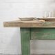 Table de ferme pieds patinés verts