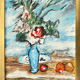 The bouquet and the fruits - Oil on cardboard