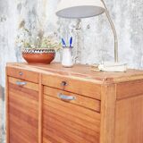 Double curtain binder cabinet