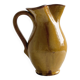 Vintage enameled ceramic pitcher - Retro mustard yellow jar.