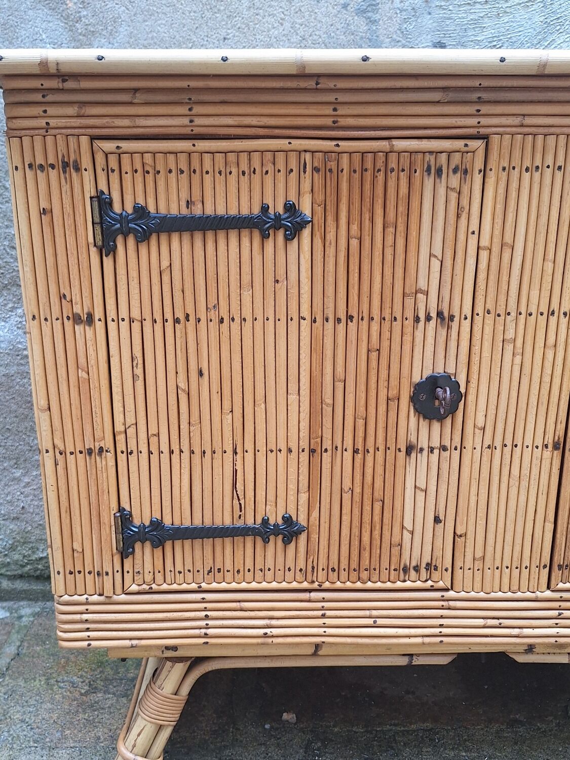 Rattan sideboard attributed to Audoux Minet