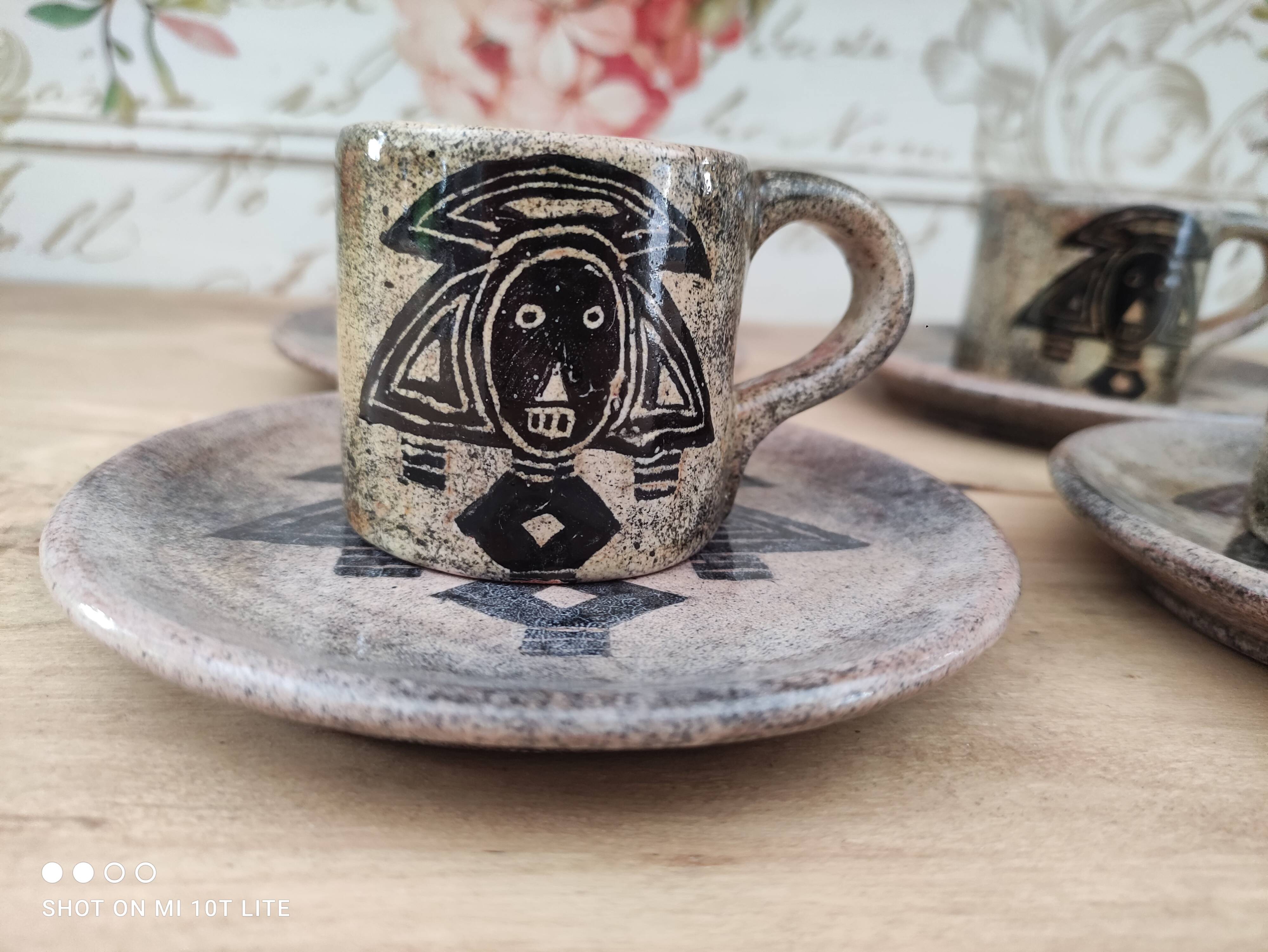 Set of 4 vintage 70s stoneware espresso cups