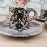 Set of 4 vintage 70s stoneware espresso cups