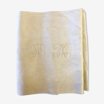 Serviette monogramme blanche ancienne