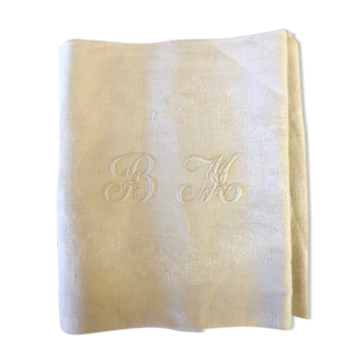 Serviette monogramme blanche ancienne