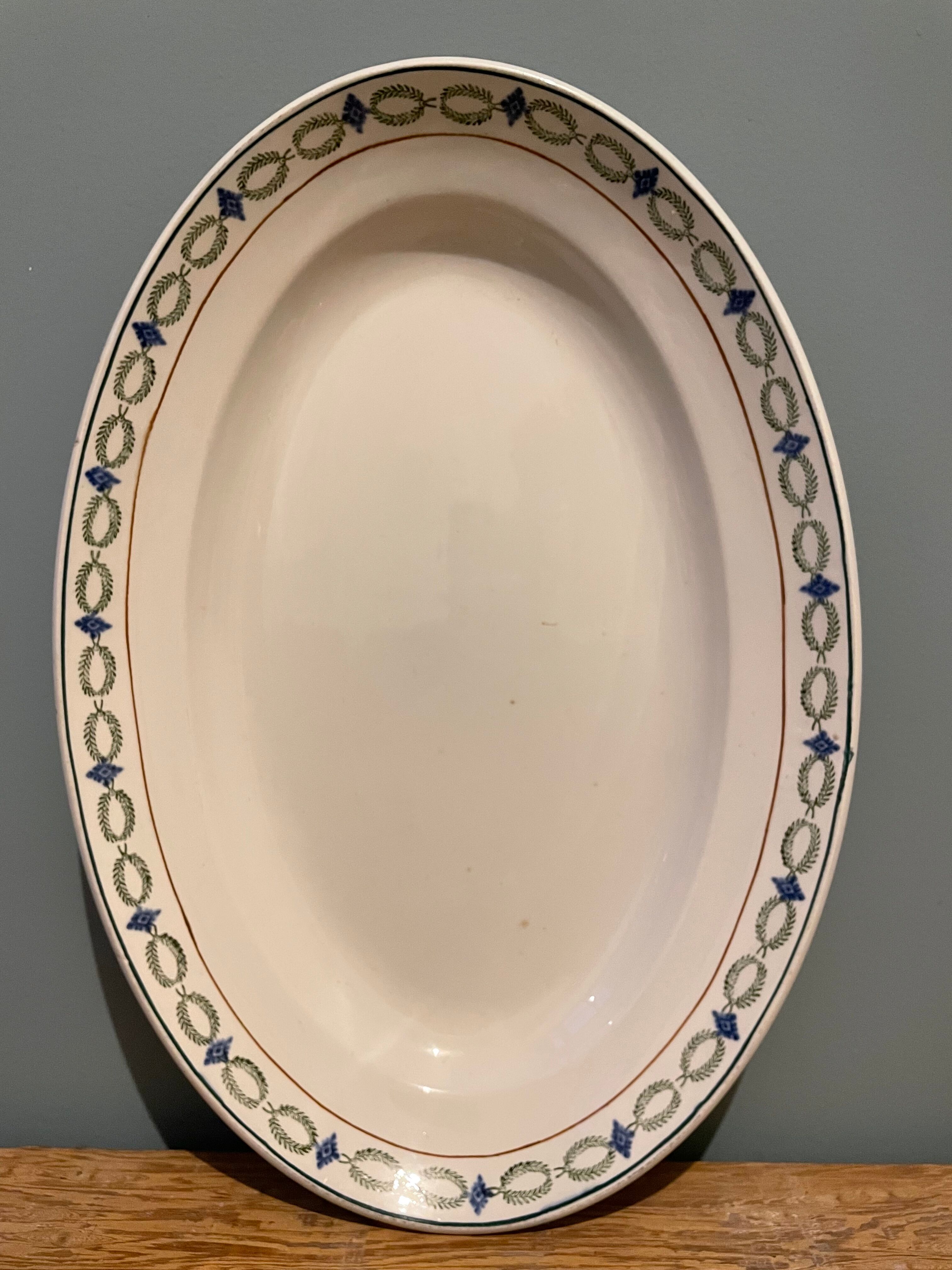 Oval flat Terre de Fer XIXth in St Amand earthenware