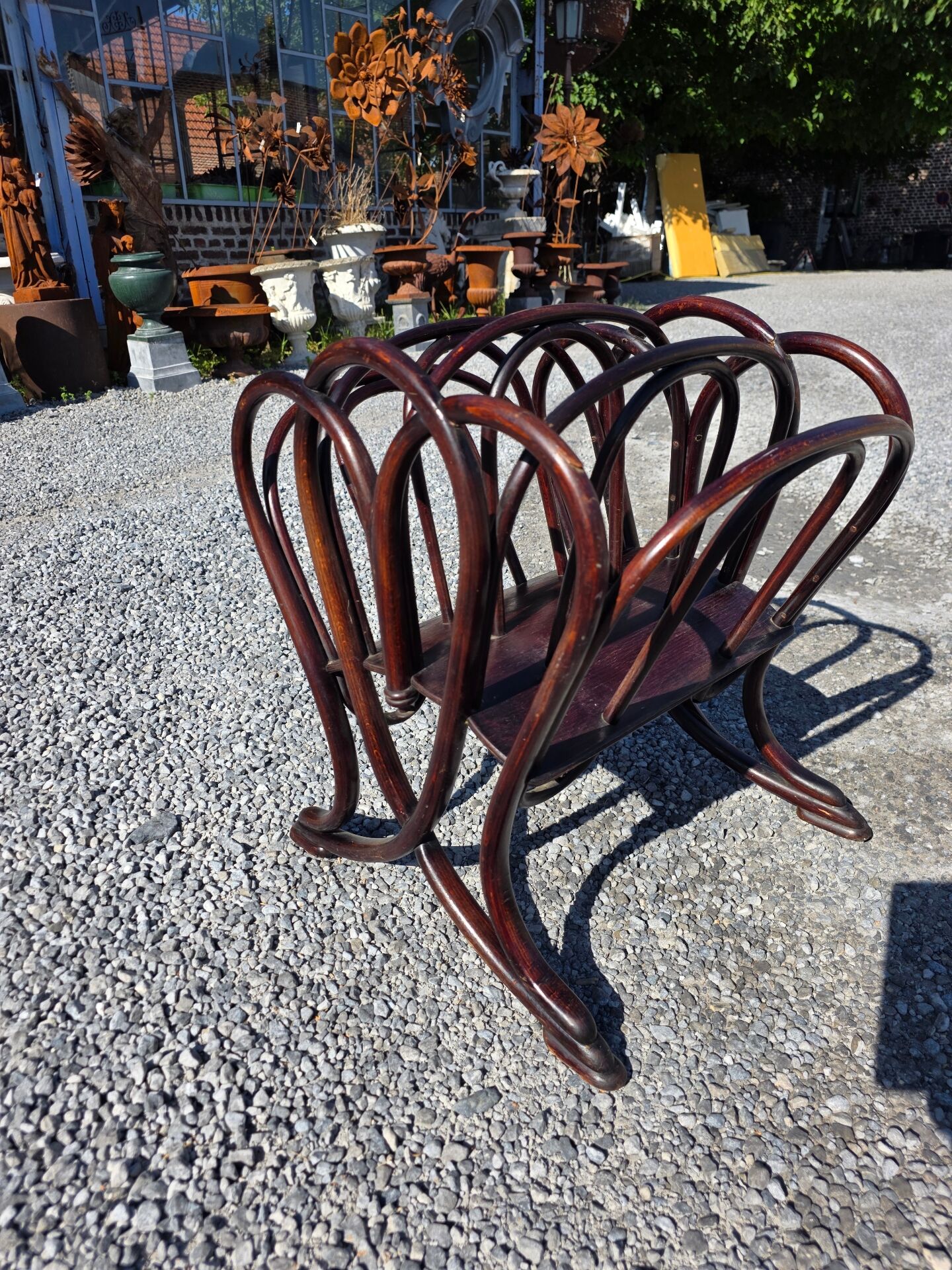 Thonet curved wood magazine rack Art Nouveau
