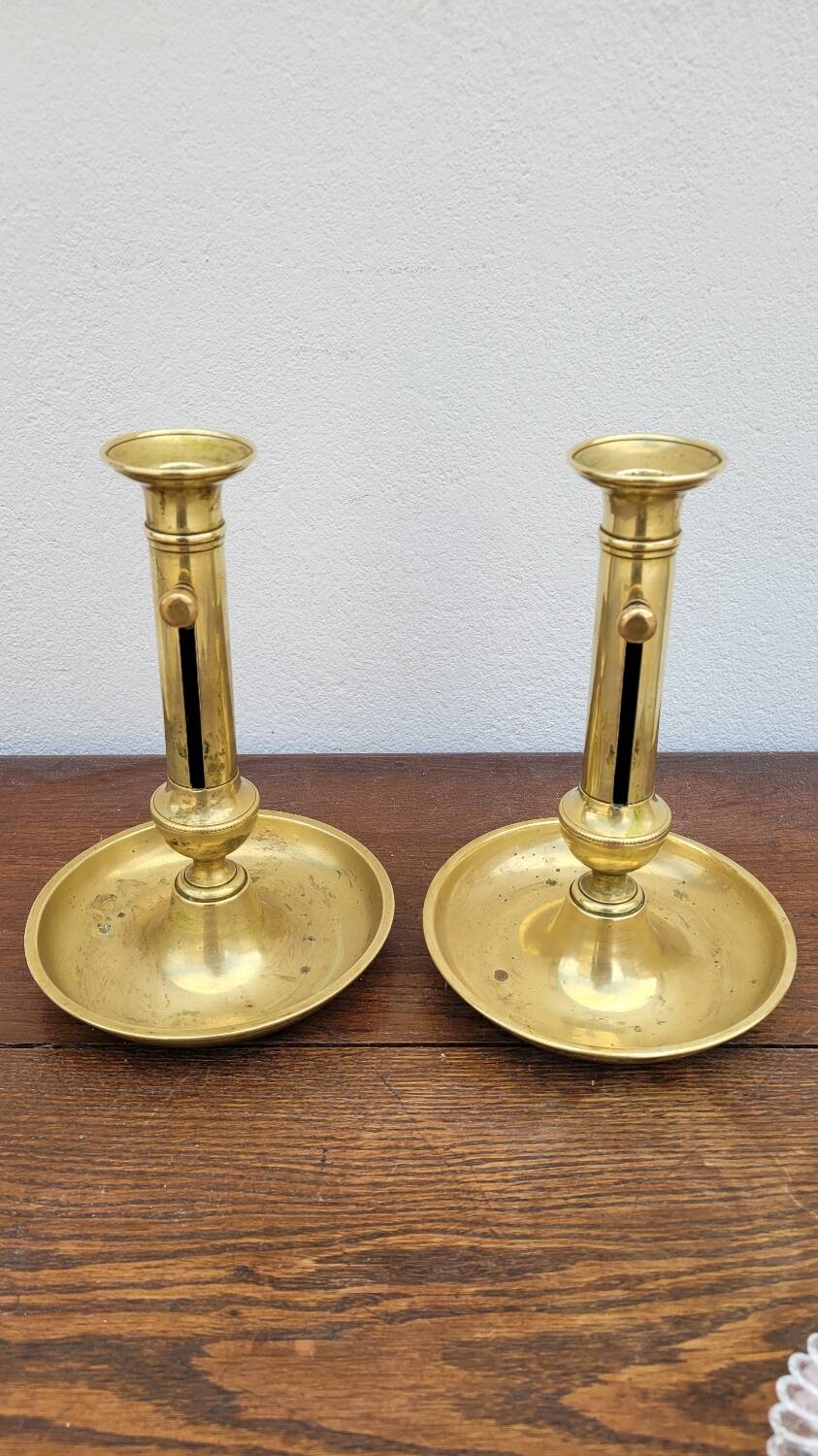 Pair of Louis Philippe candlesticks in brass 1900s