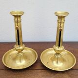 Paire de Bougeoirs Louis Philippe en laiton 1900s