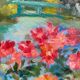 Old oil painting / landscape painting and flowers