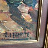 Oil on canvas Interior scene A. Lecomte