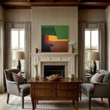 Soothing abstract canvas "Green Palette" 80x80cm