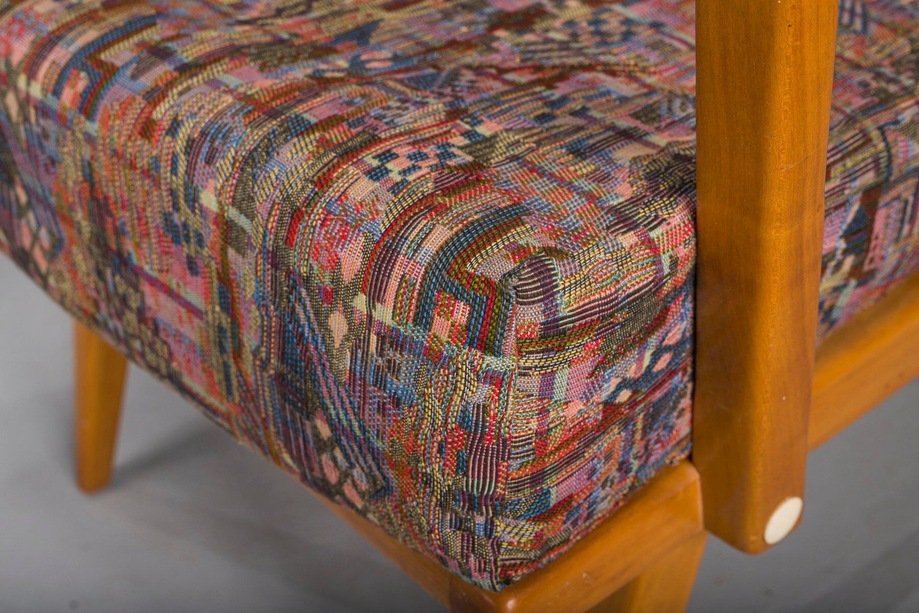 Fauteuils vintage en merisier et laine de Knoll Antimott, années 1950-1960, lot de 2