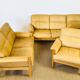 Complete camel leather lounge set from the 1960s.
