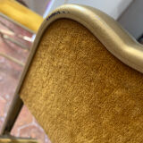 Folding chaisor chairs, gold structure and vintage golden yellow velvet