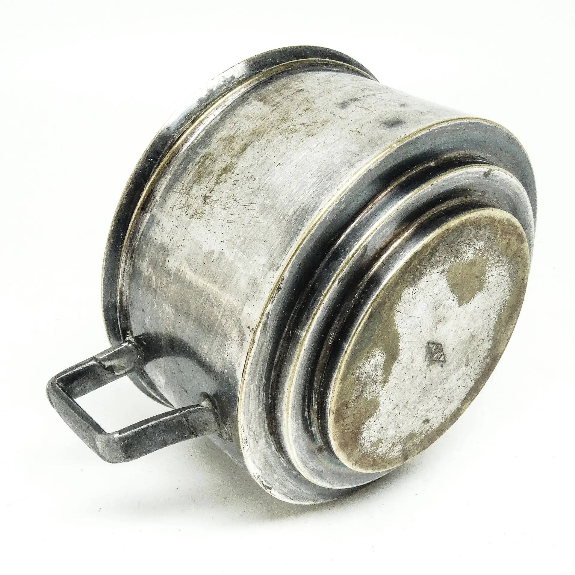 Art Deco sugar bowl, silver-plated brass, Poland, 1930s