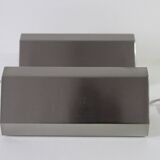 Pair of wall lights with adjustable shutters in brushed aluminum