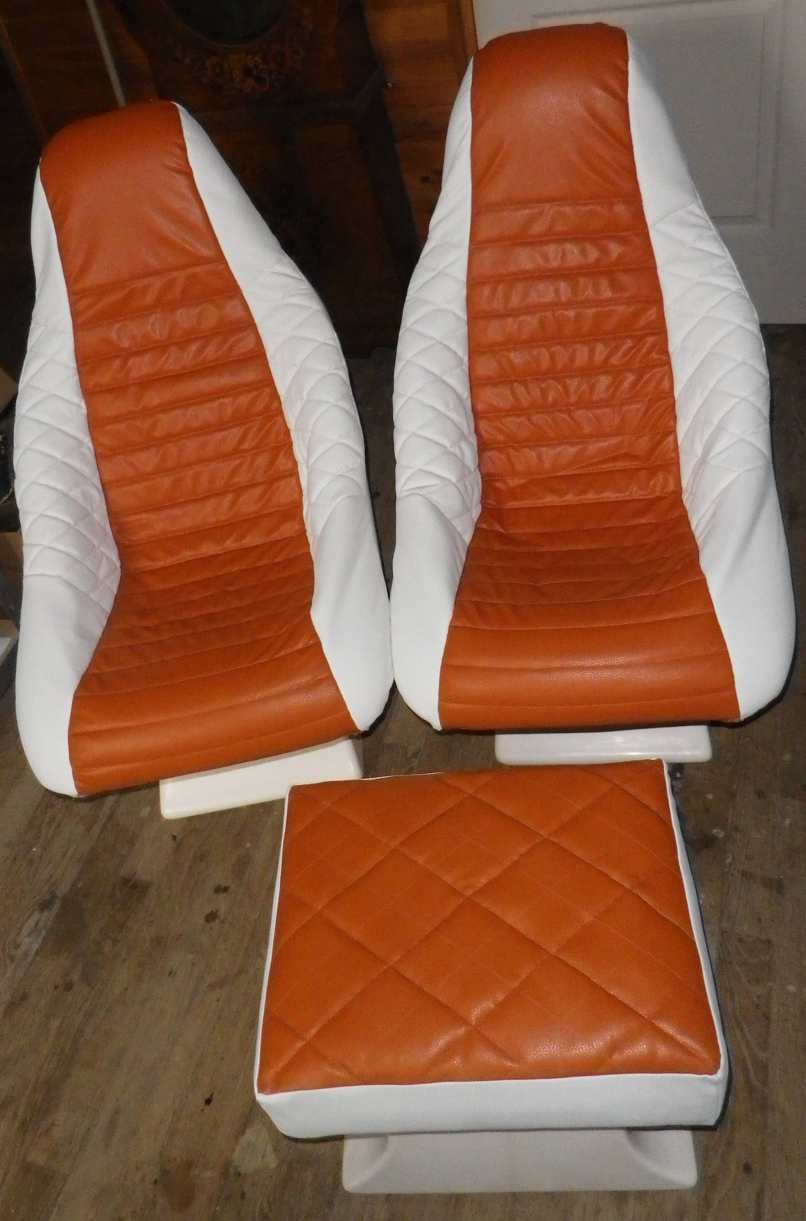 rare vintage bucket seat and footrest set