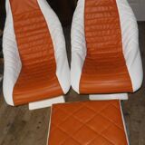 rare bucket chair set with vintage footrest