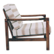 Fauteuil vintage avec coussins en tissu naturel rayé