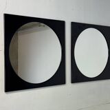 Miroir carré noir rare de style spatial italien par Colombini pour Kartell