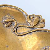 Bol sur pied en laiton | Motif floral Art Nouveau Antique
