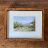 Watercolor countryside landscape