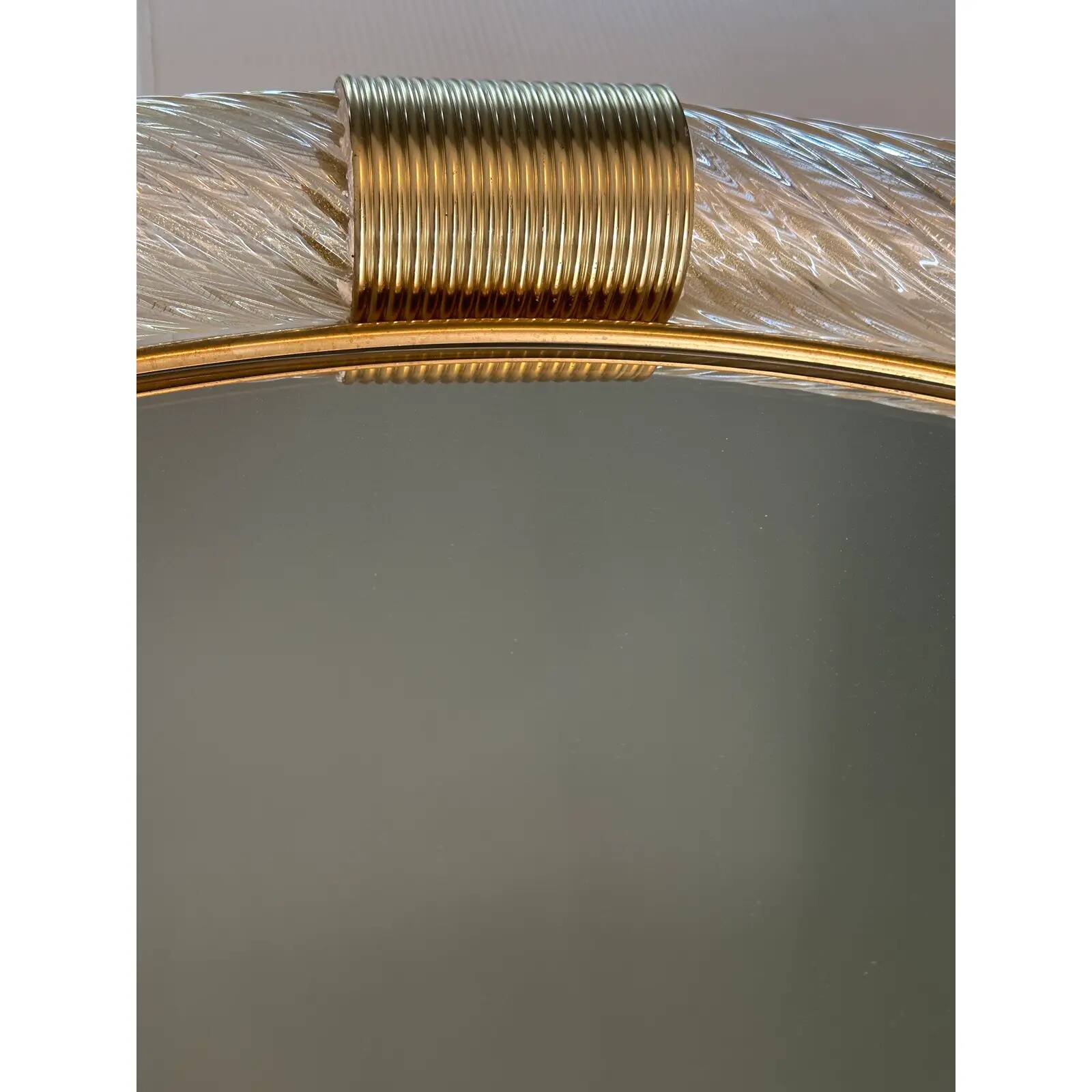 Elegant Round Gold Murano Mirror, Barovier Style