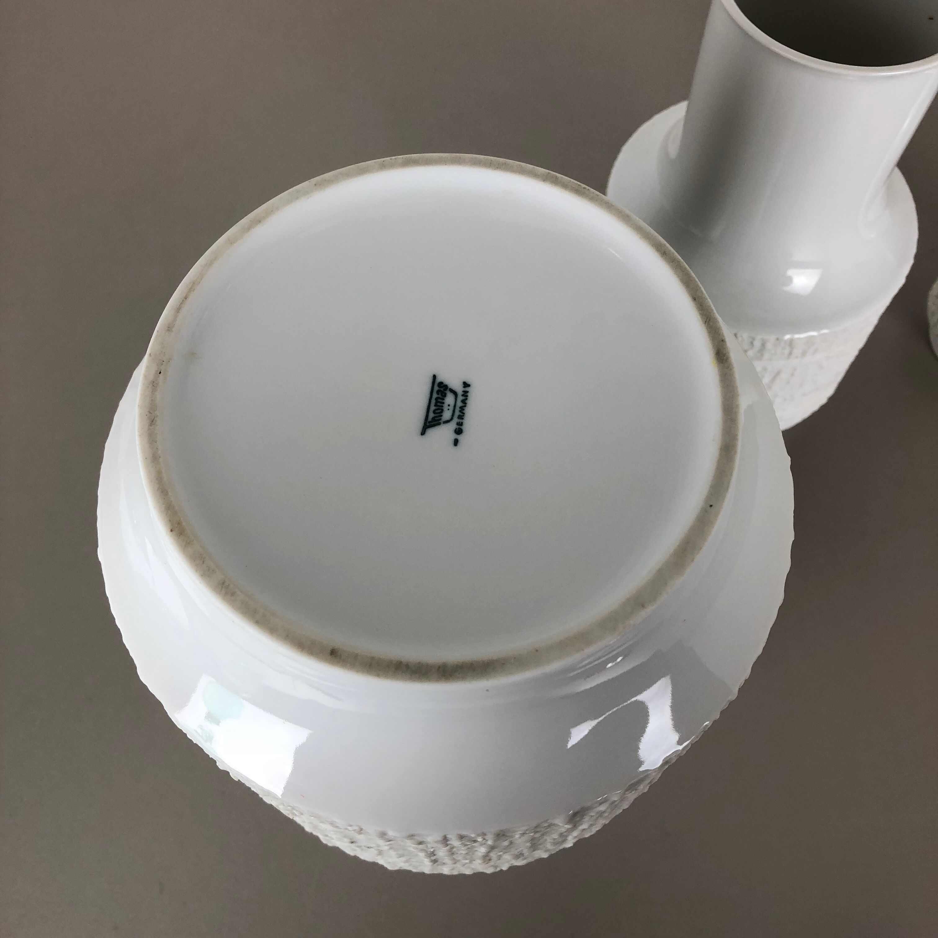 Set of 3 porcelain op art vase by Richard Scharrer for Thomas, Germany, 1970s