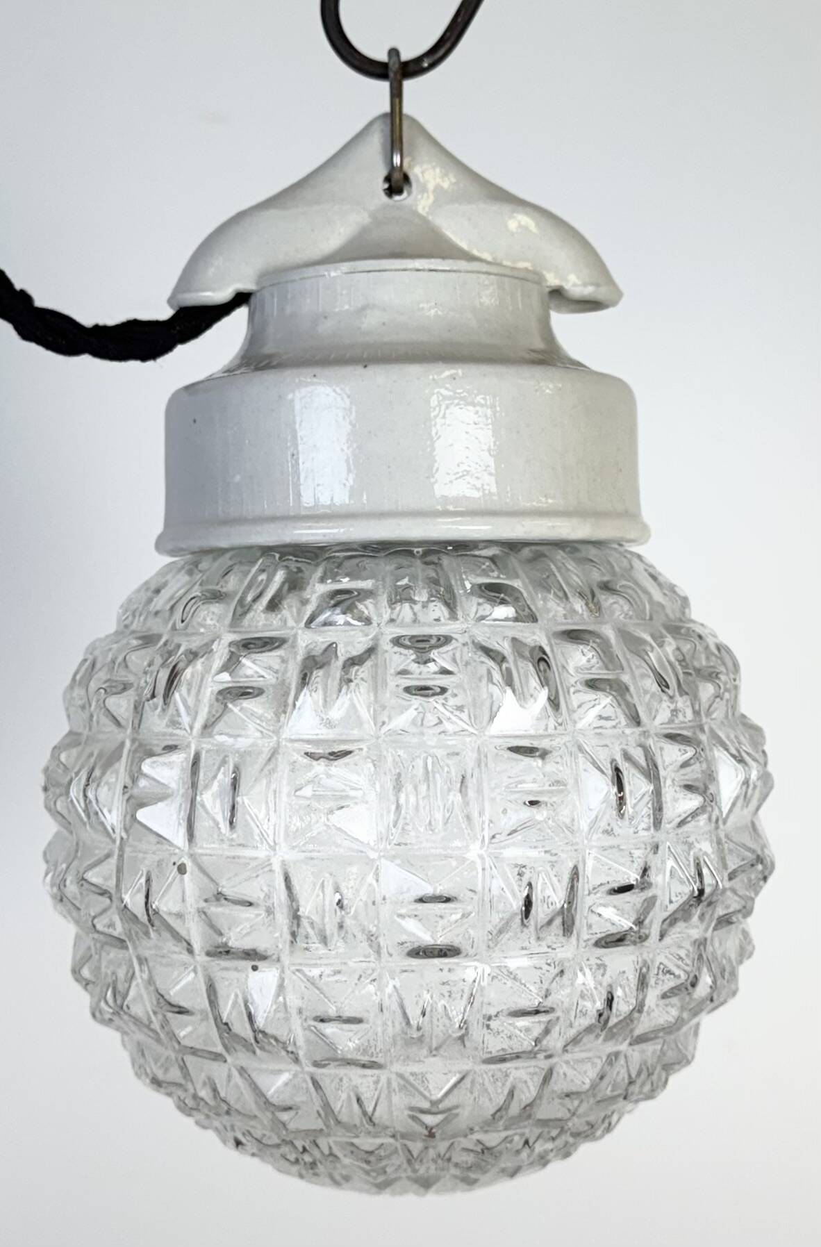Vintage White Porcelain Pendant Light, 1970s