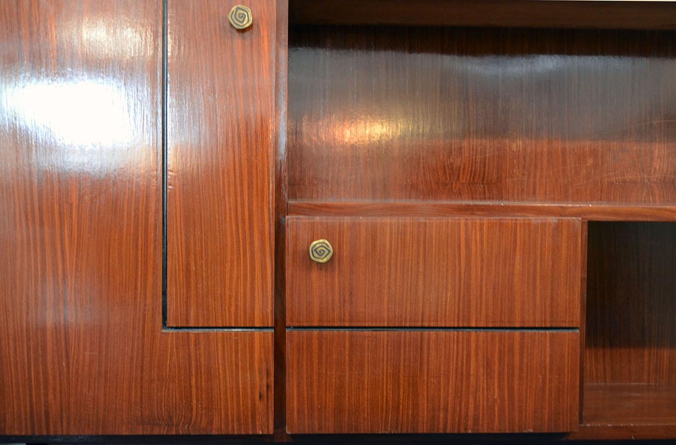 Modular sideboards in rosewood and brass 1960