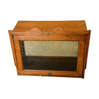 Vitrine commercant ancienne bois vieux teck marron