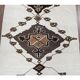 Tapis de couloir turc Oushak vintage fait main en laine et coton blanc