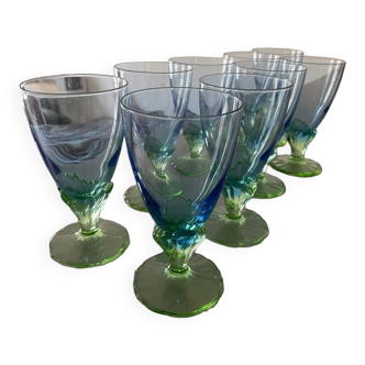 Bormioli rocco bahia blue & green art nouveau ombre glasses