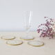 Set de 4 dessous de verre en nacre, laiton et liège, vintage