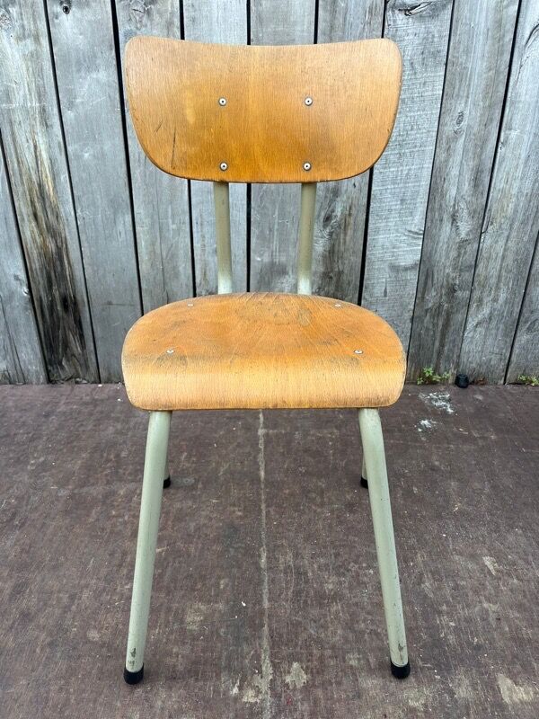 Vintage industrial chair Tubax in wood and metal