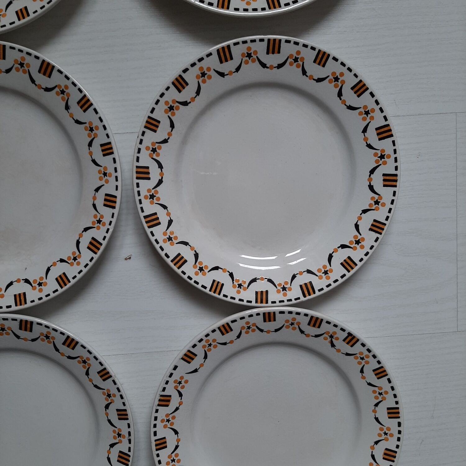6 assiettes à dessert art déco gien